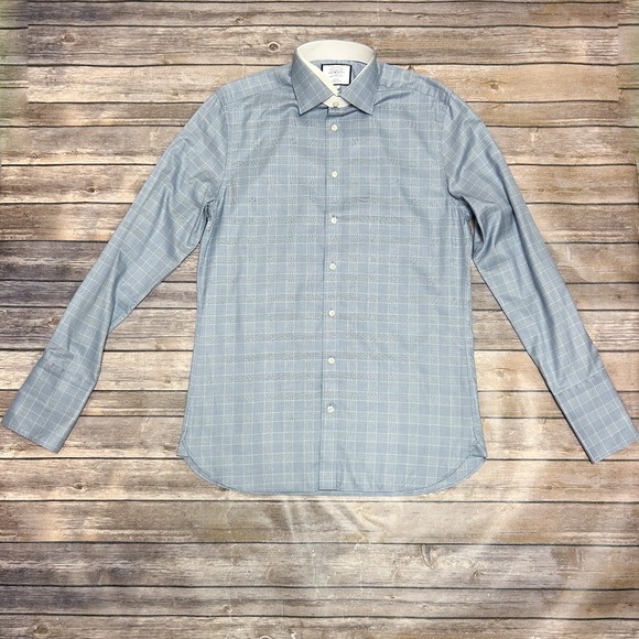 Charles Tyrwhitt White Blue Green Slim Fit French Cuff Button Up Shirt 15.5 35 - Picture 2 of 14